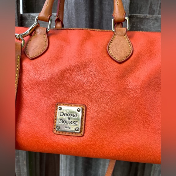 Dooney Orange Leather Satchel Barrel Bag 28cm - Picture 5 of 13